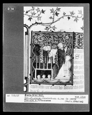 Petites Heures des Herzogs von Berry — Kleinbild, 10-zeilig: Totenmesse, Folio 134verso