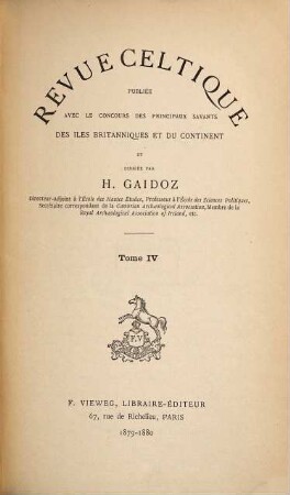 Revue celtique. 4. 1879/80