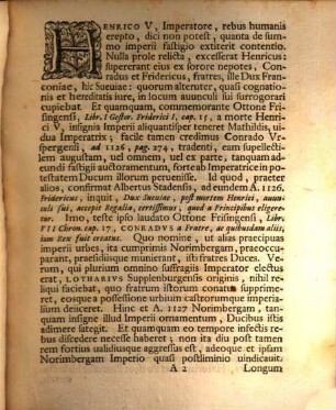 Lectorem Benevolum ad audiendam orationem de Norimberga a Lothario imperatore ante hos sexcentos annos Imperio vindicata rite invitat et his schedis stemma Richenzae avgvstae vxoris Lotharii imp.