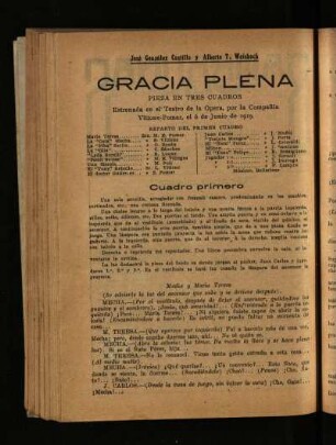 Gracia plena : pieza en tres cuadros
