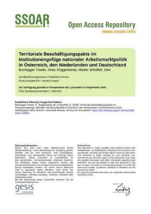 Territoriale Beschäftigungspakte im Institutionengefüge nationaler Arbeitsmarktpolitik in Österreich, den Niederlanden und Deutschland