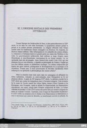 XI. L'Origine Sociale Des Premiers Ottomans