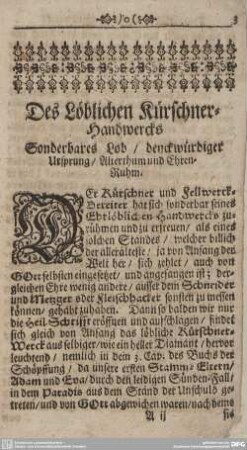 Des Löblichen Kürschner-Handwrcks.
