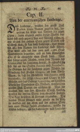 Cap. II. Von der americanischen Landenge