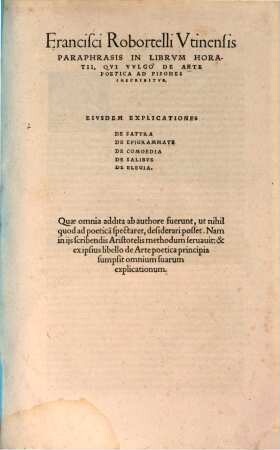 Paraphrasis in librum Horatii de Arte Poetica