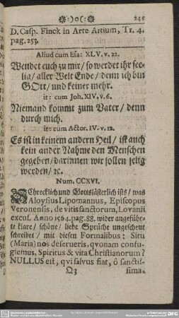 Aliud cum Esa: XLV. v. 22. Wendet euch zu mir, so werdet ihr seelig, aller Welt Ende, denn ich bin Gott, und keiner mehr ... Num. [CCXV] CCXVI .