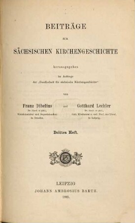 Beiträge zur sächsischen Kirchengeschichte, 3. 1885