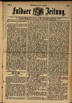Ausgabe vom Dienstag, den 08. Januar 1889.