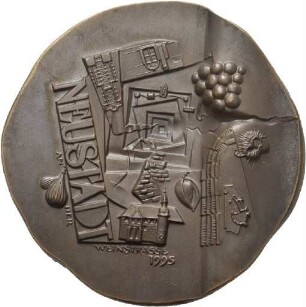 Medaille von Victor Huster auf die 750-Jahrfeier der Stadt Neustadt a.d. Weinstraße 1995 (Probeguss)