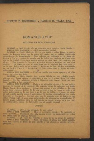 Romance XVIII° : Dividido en dos jornadas