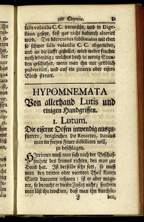 Hypomnemata Von allerhand Lutis und einigen Handgriffen.