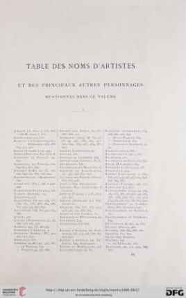 Table des noms d´artistes