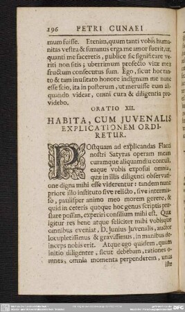 Oratio XII. Habita, Cum Juvenalis Explicationem Ordiretur