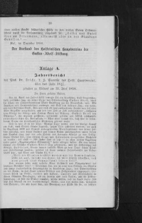 Anlage A. Jahresbericht, ..., gehalten zu Meldorf am 23. Juni 1858.