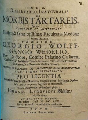 Dissertatio Inauguralis De Morbis Tartareis