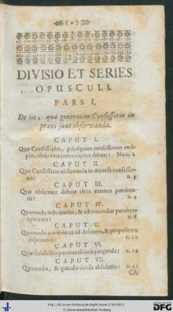 Divisio Et Series Opusculi.