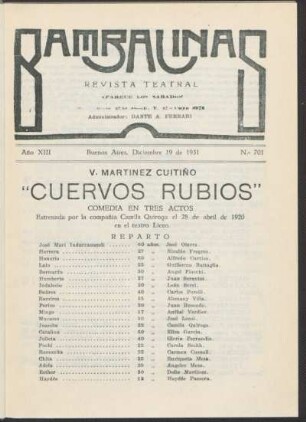 Cuervos rubios : comedia en tres actos