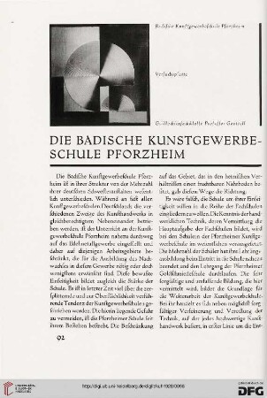 Die badische Kunstgewerbe-Schule in Pforzheim