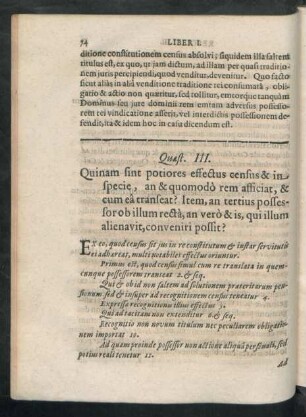 Quaest. III. Quinam sint potiores effectus census & in specie, an & quomodo rem ...
