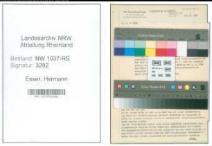 Entnazifizierung Hermann Esser , geb. 23.08.1902 (Schlosser)
