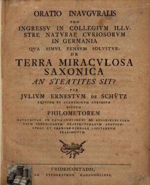 Oratio de terra miraculosa saxonica, an steatites sit