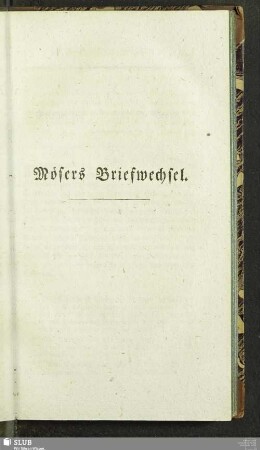 Mösers Briefwechsel