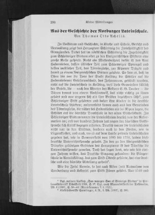 Aus der Geschichte der Norburger Lateinschule.