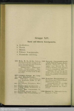 Gruppe XIV. Kuinst und höheres Kunstgewerbe