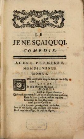 Le Je ne sçai quoi : Comédie ; En un acte ; Avec un divertissement