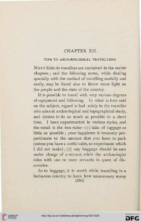 Chapter XII: Tips to archaeological travellers