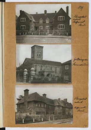 Wohnhaus . Krematorium, London-Golders Green Rotherwick Road, London- Hampstead: Ansichten (aus: Skizzen- und Fotoalbum 26)