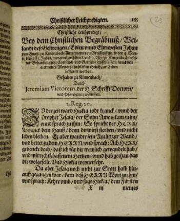 Christliche Leichpredigt/ Bey dem Christlichen Begräbnuß/ Weilandt deß Gestrengen/ Edlen unnd Ehrnvesten Johan von Gunß [...]