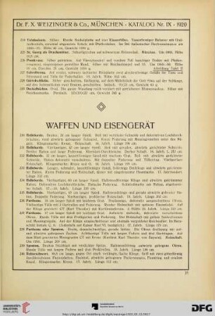 Waffen und Eisengerät (Nr. 230-273)