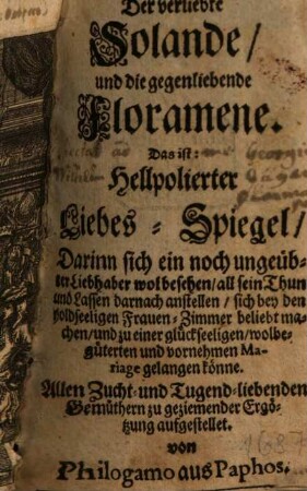 Der verliebte Solande, und die gegenliebende Floramene