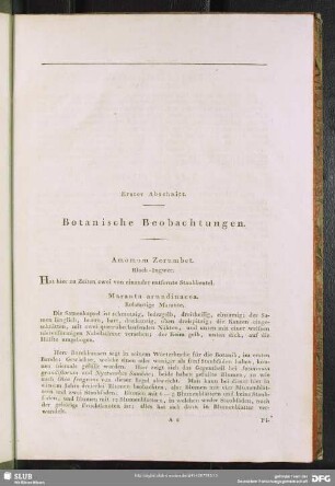 Erster Abschnitt. Botanische Beobachtungen