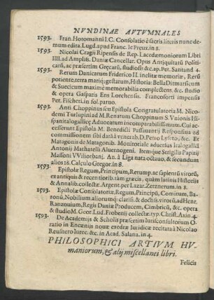 Philosophici Artium Humaniorum, & alii miscellanei libri.