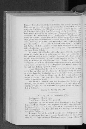 Sitzung vom 30. December 1884.