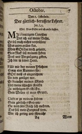 Den 1. Octobris. [bis] Den 31. Octobr.