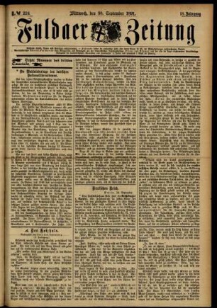 Ausgabe vom Mittwoch, den 30. September 1891.