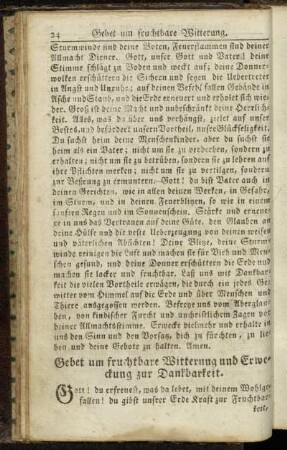 Gebet um fruchtbare Witterung und Erweckung zur Dankbarkeit.