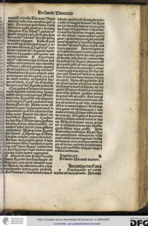 Legenda xxv: de sancto Vincentio martyre.