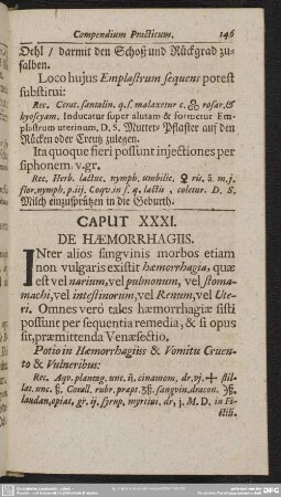 Caput XXXI. De Haemorrhagiis