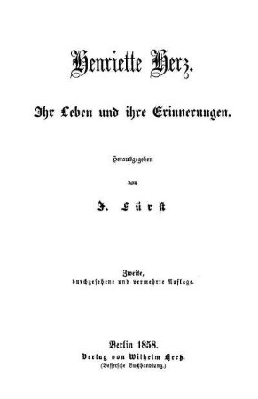 Henriette Herz : ihr Leben und ihre Erinnerungen