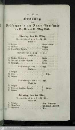 Ordnung der Prüfungen der Annen-Realschule