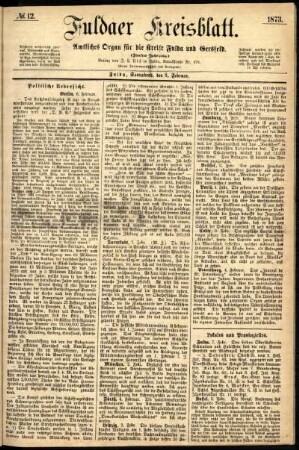 Ausgabe vom Samstag, den 08. Februar 1873.