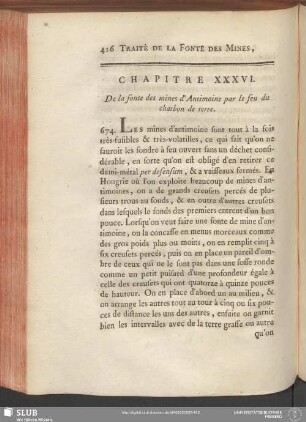 Chapitre XXXVI. De la fonte des mines d'Antimoine par le feu du charbon de terre