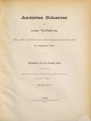 Antistes Scherrer und seine Vorfahren