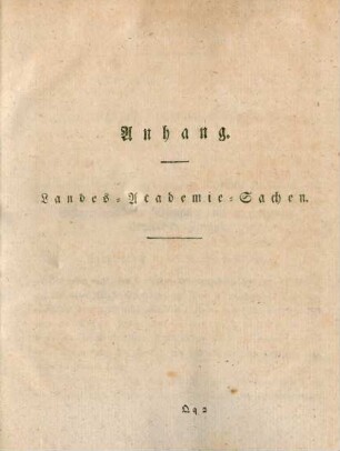 Anhang. Landes-Academie-Sachen