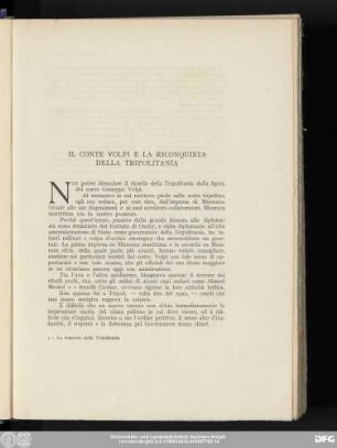 Il Conte Volpi E La Riconquista Della Tripolitania