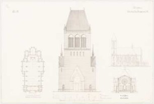 Kirche: Grundriss, Ansichten, Schnitt